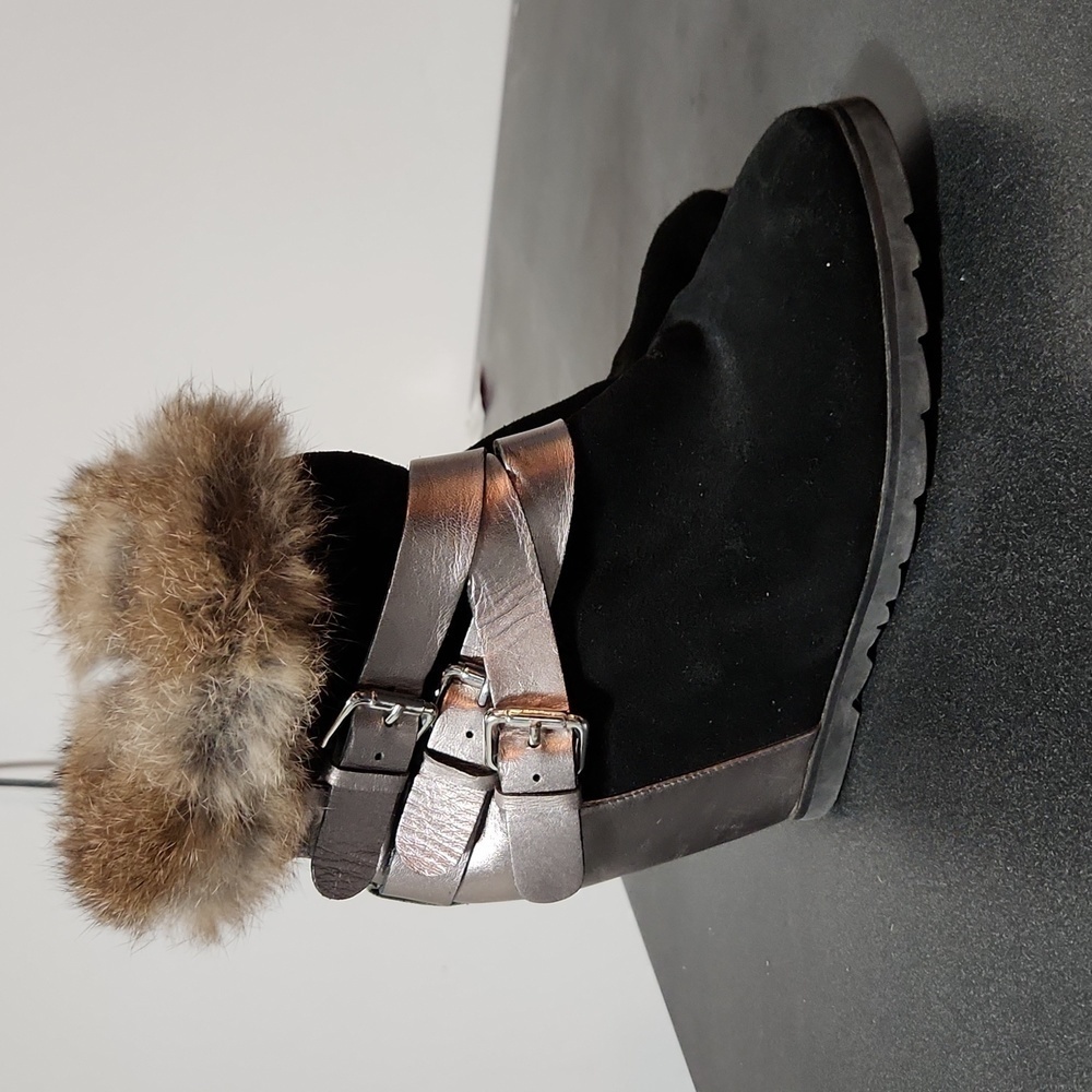 UKIES "Carrie" Genuine Rabbit Fur Trim Womens Booties size EU 37